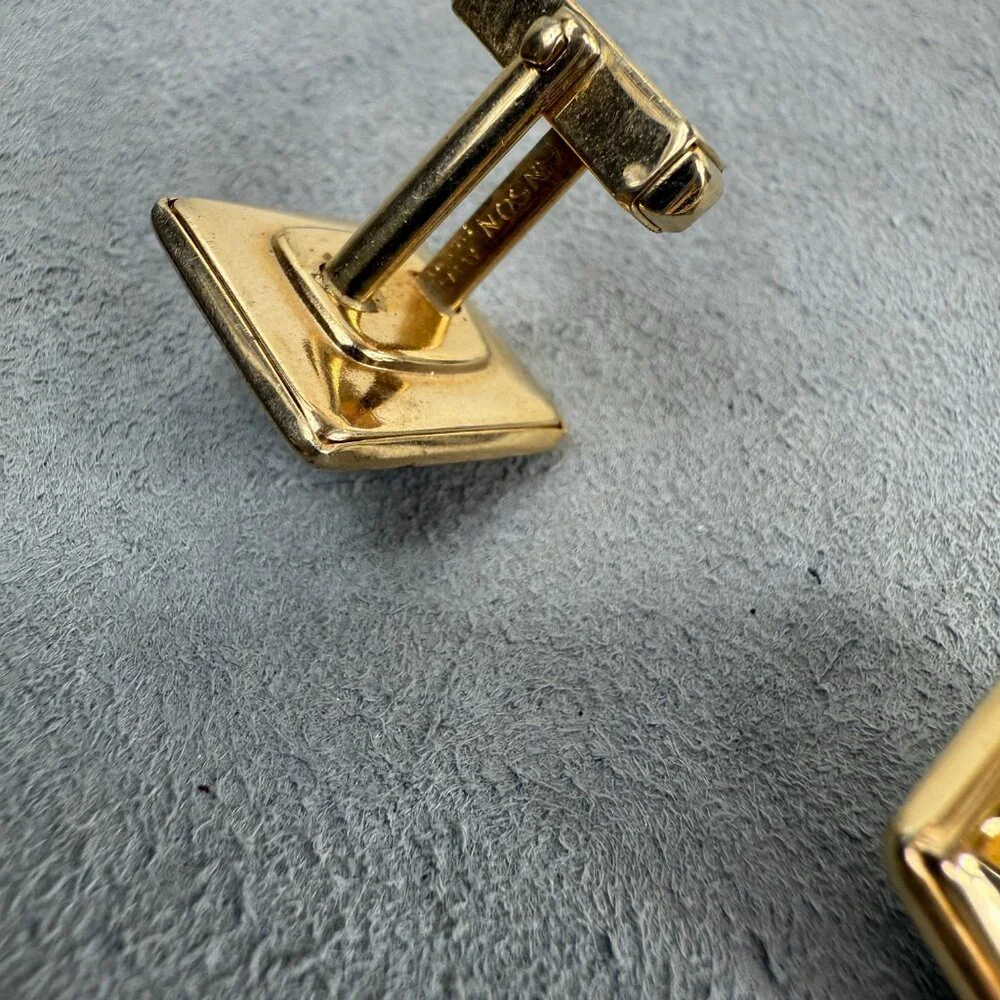 Vintage Anson MOP Square Cuff Links Gold Tone Mother of Pearl